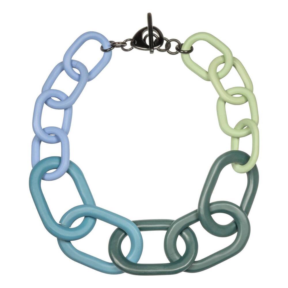 NEW SUNSHINE TIENDA women's color block link necklace in blue